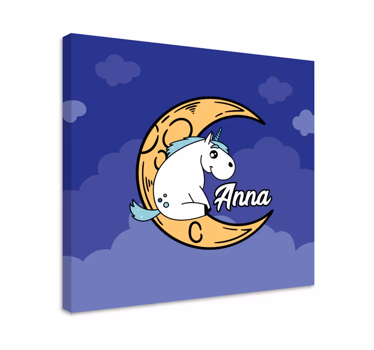 Dipinto unicorno scena della luna - TenStickers