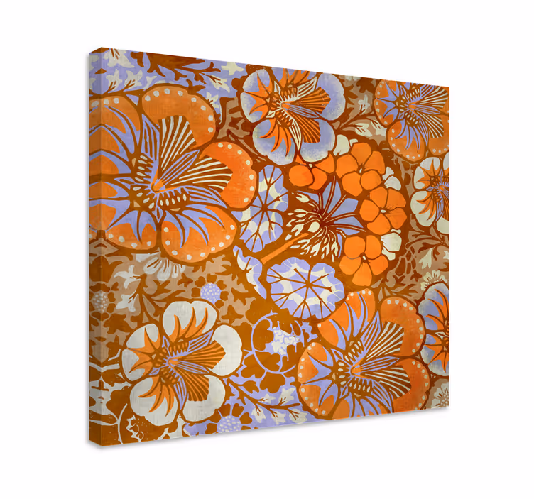 Dipinto con fiori e piante motivo floreale vibrante - TenStickers