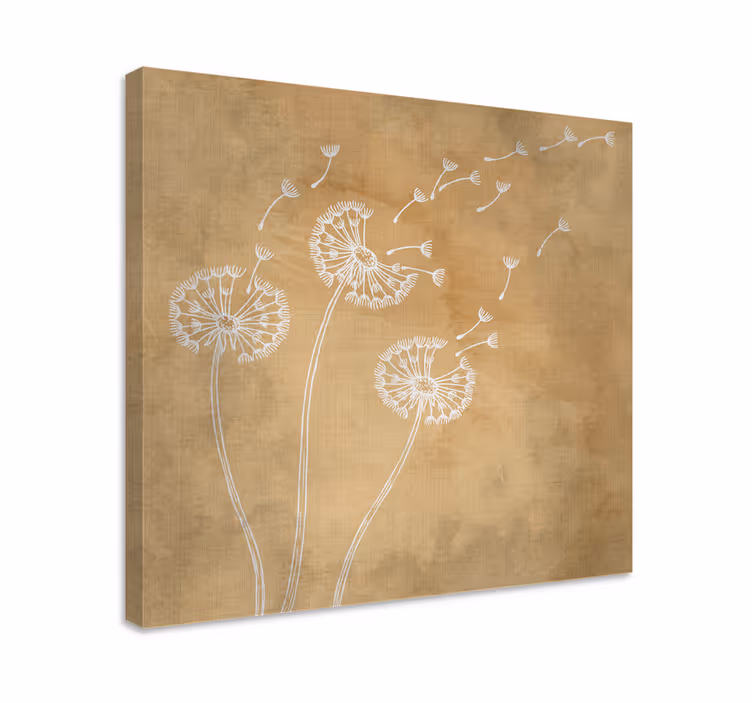 Dipinto con fiori e piante flusso di semi di dente di leone - TenStickers