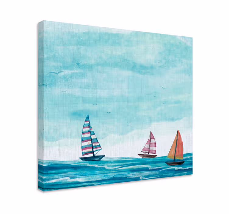 Dipinto con marinaio barche a vela in mare - TenStickers