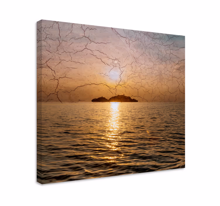 Dipinto di paesaggio crepuscolo sopra le onde - TenStickers