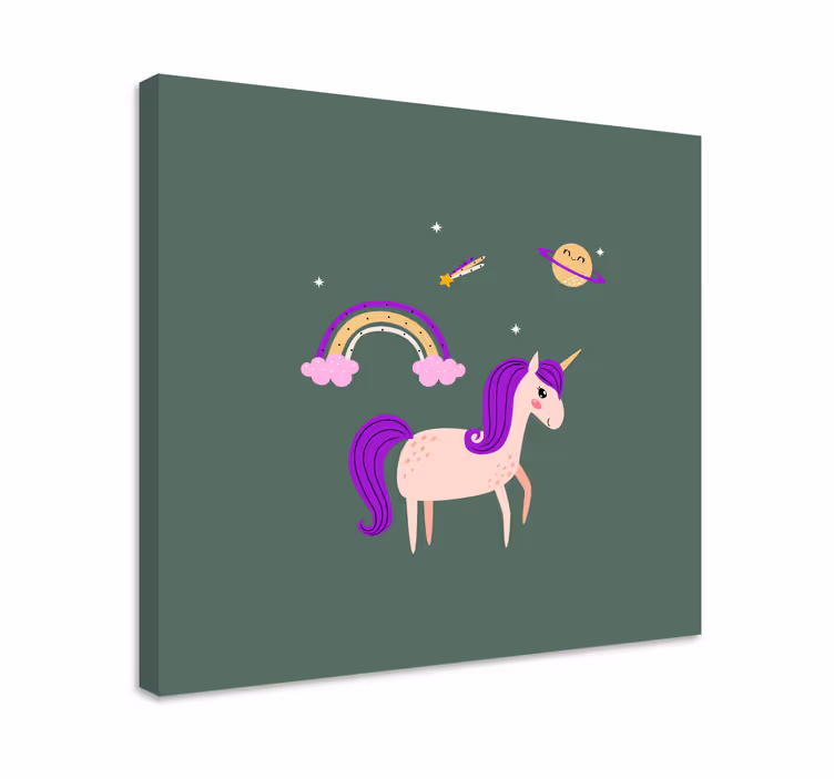 Dipinto unicorno avventura di unicorno da sogno - TenStickers