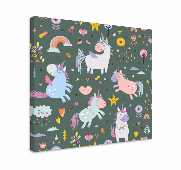 Dipinto unicorno parata di unicorni magici - TenStickers