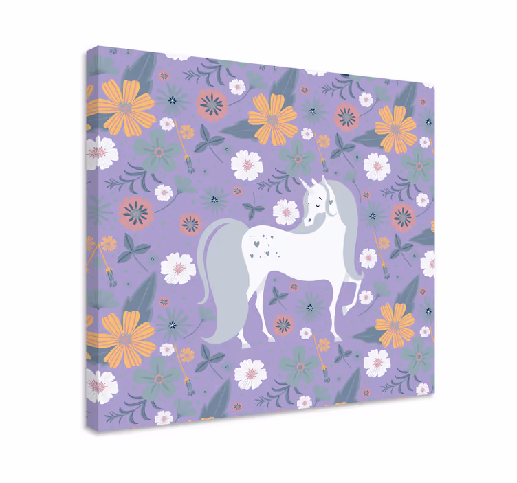 Dipinto con elefanti incantevoli fiori di unicorno - TenStickers