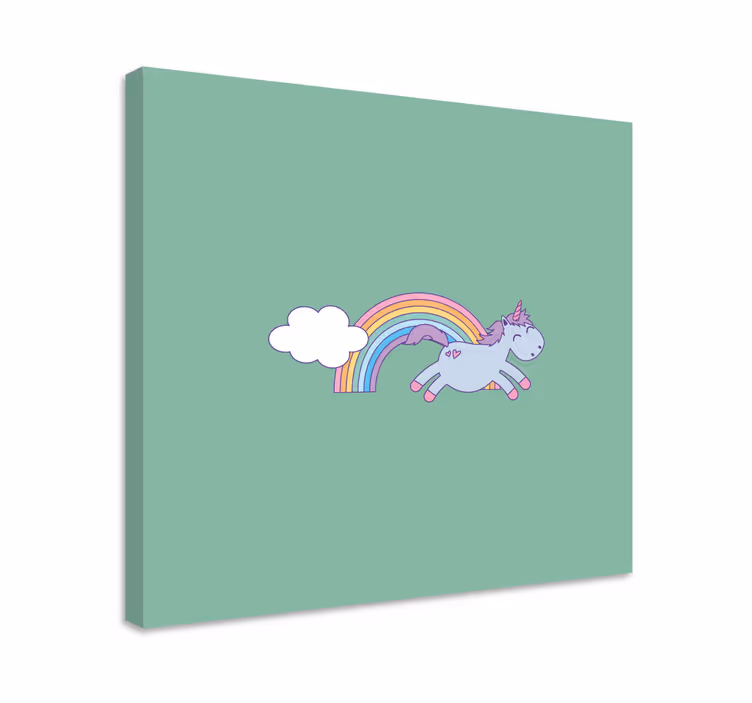 Dipinto unicorno unicorno felice che salta - TenStickers