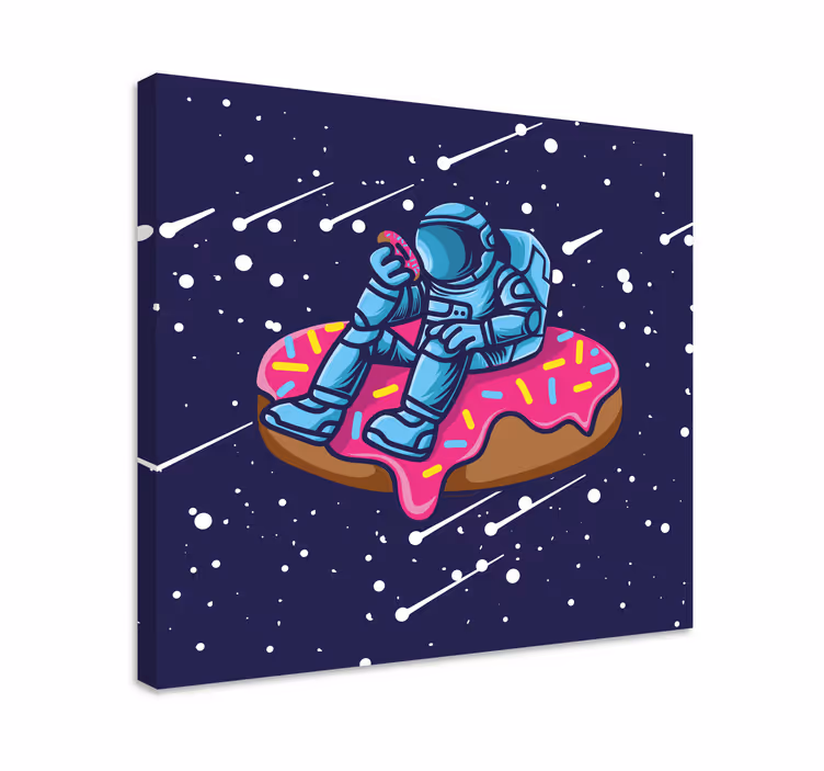 Quadro videogioco astronauta su ciambella - TenStickers