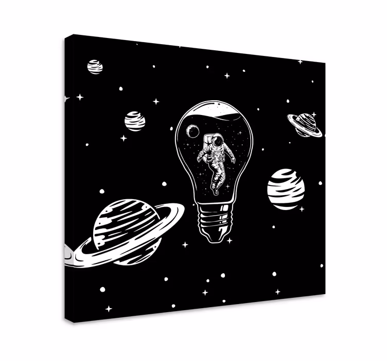 Dipinto con frutta e natura morta astronauta nella lampadina - TenStickers