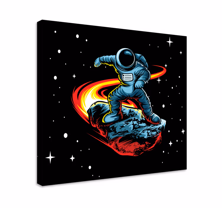 Quadro videogioco astronauta in surf su asteroide - TenStickers