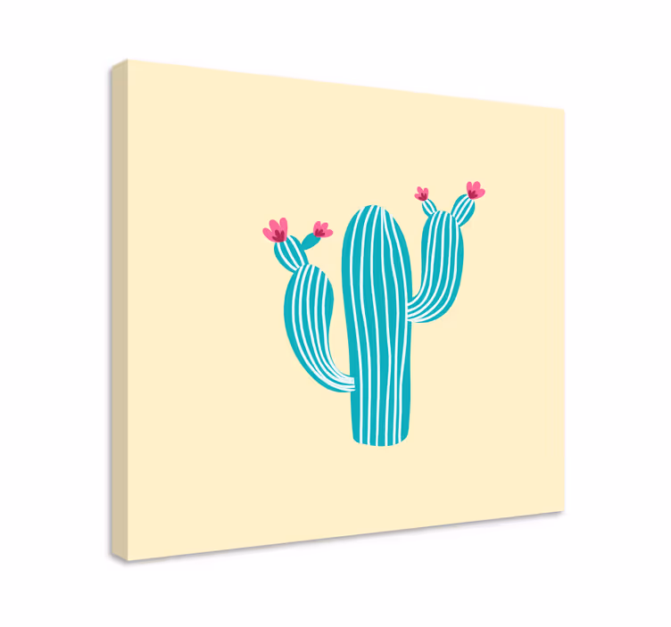 Dipinto con fiori e piante cactus fiorito - TenStickers
