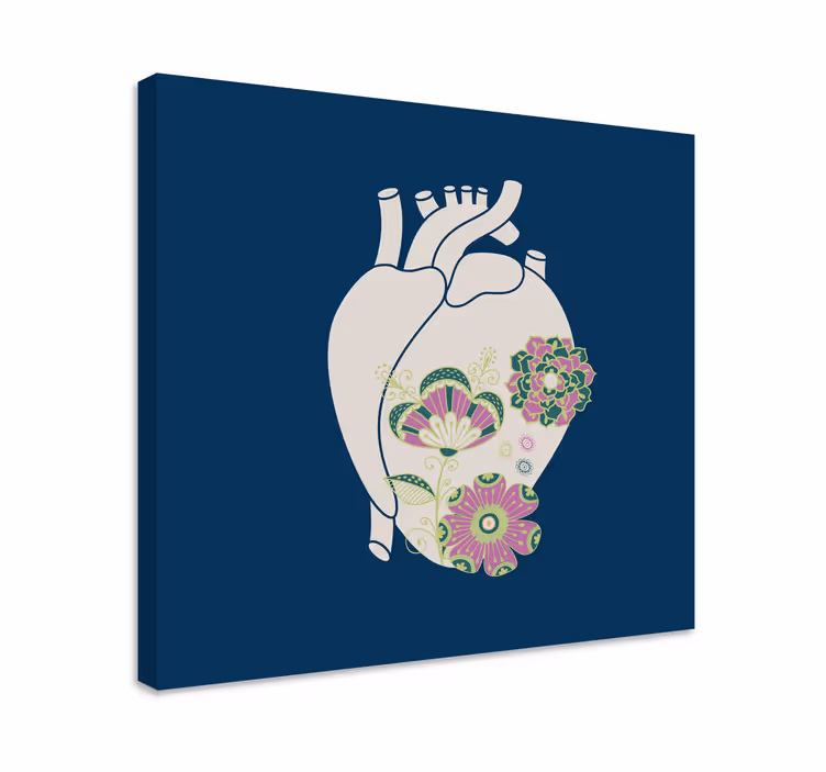 Dipinto astratto design floreale a cuore - TenStickers