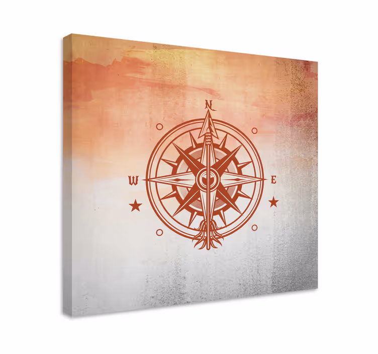Dipinto mappamondo design rosa dei venti - TenStickers