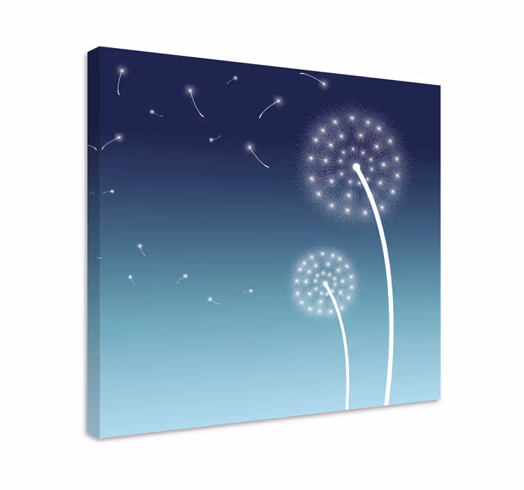 Dipinto con fiori e piante soffioni che fluttuano - TenStickers