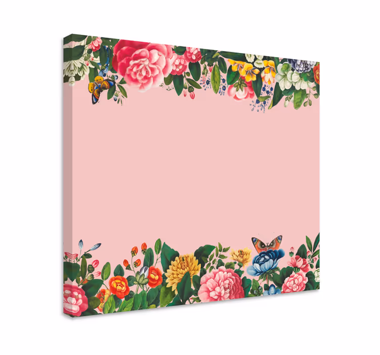 Dipinto con fiori e piante bordo floreale vibrante - TenStickers
