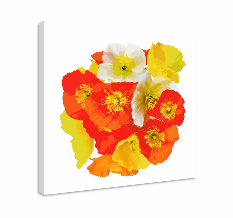 Dipinto con fiori e piante composizione floreale vibrante - TenStickers