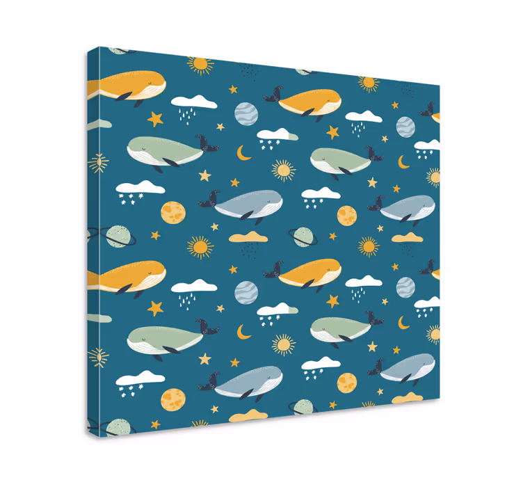Arte dipinto balene nello spazio - TenStickers