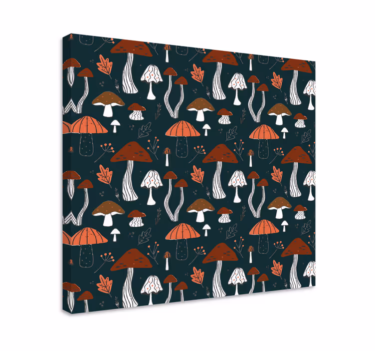 Dipinto con fiori e piante design a motivi funghi - TenStickers