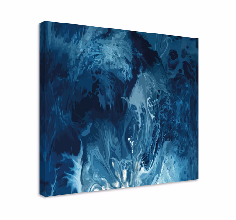 Quadro astratto Onde acquerello toni blu - TenStickers