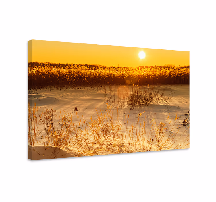 Dipinto di paesaggio alba dorata - TenStickers