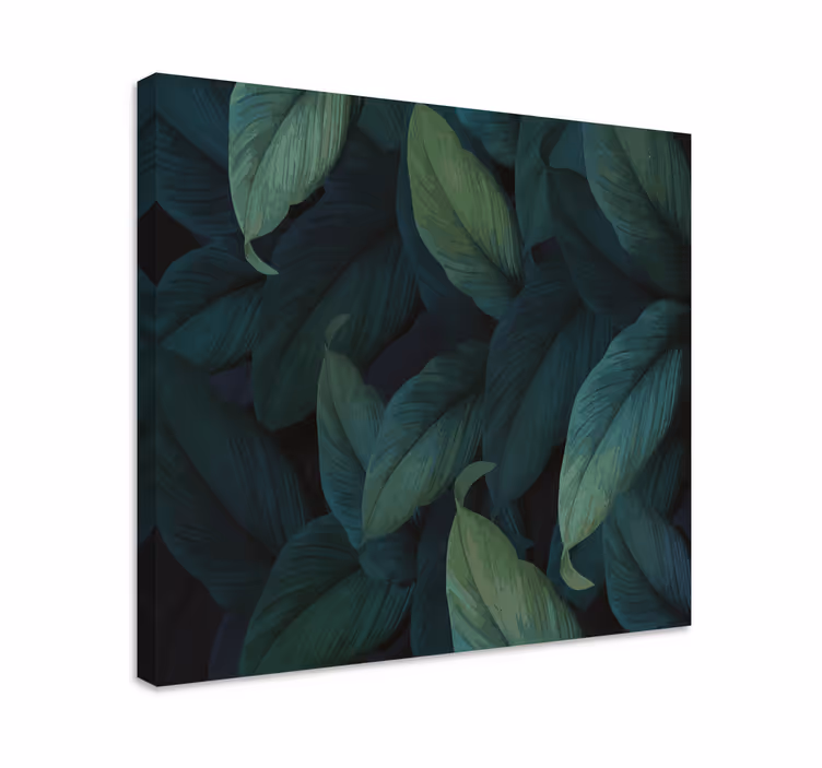 Dipinto con fiori e piante foglie di verde lussureggiante - TenStickers