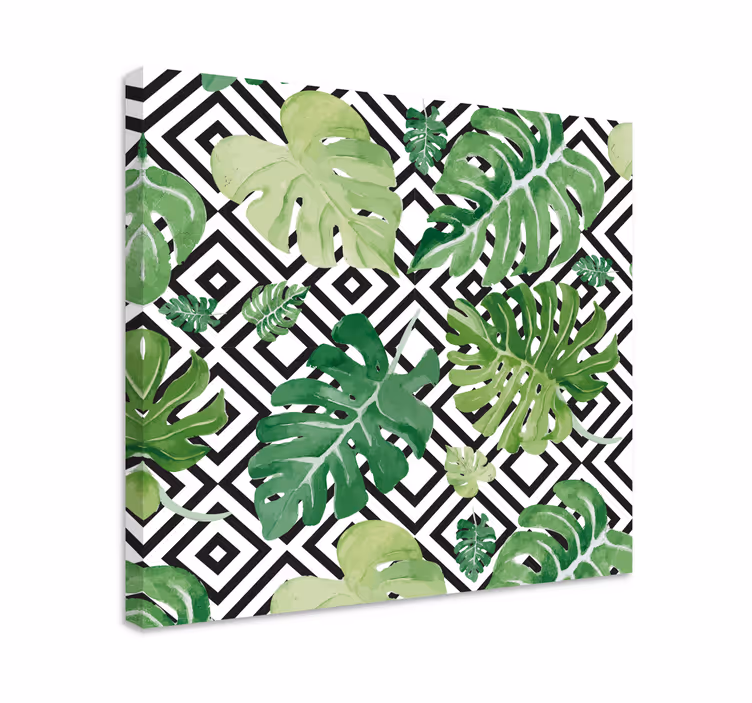 Dipinto con fiori e piante motivo foglie tropicali - TenStickers
