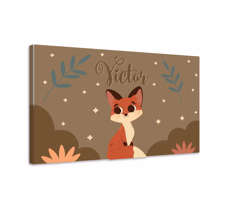 Dipinto con dinosauri illustrazione di volpe carina - TenStickers
