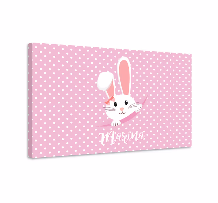 Quadro con coniglio e nome personalizzabile - TenStickers