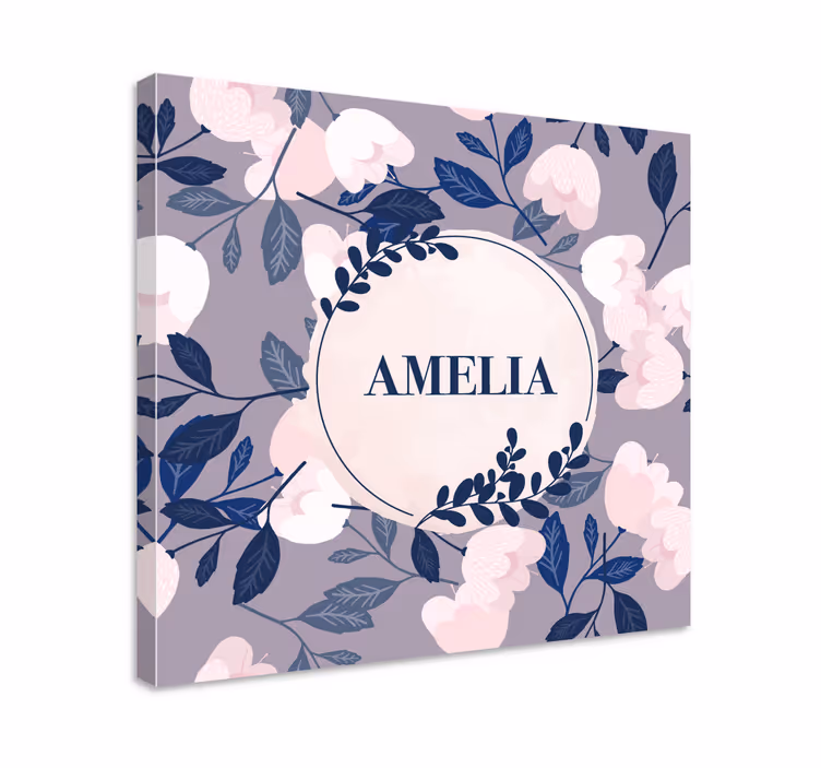 Dipinto con fiori e piante con nome personalizzato - TenStickers