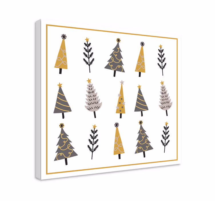 Dipinto con fiori e piante alberi di natale ornamentali - TenStickers