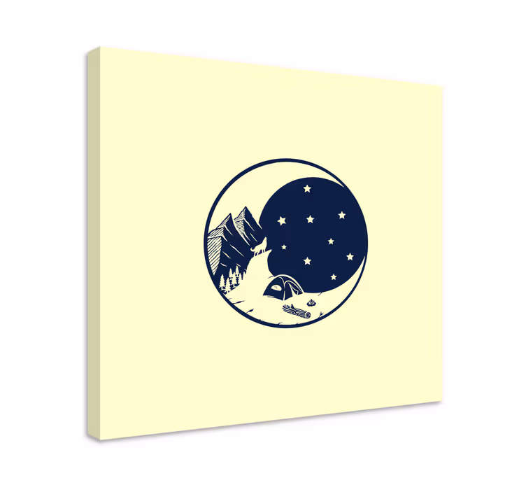 Dipinto di paesaggio campeggio sotto le stelle - TenStickers