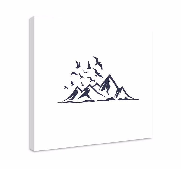 Dipinto di paesaggio silhouette di catena montuosa - TenStickers