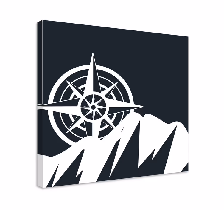Dipinto mappamondo bussola e montagne - TenStickers