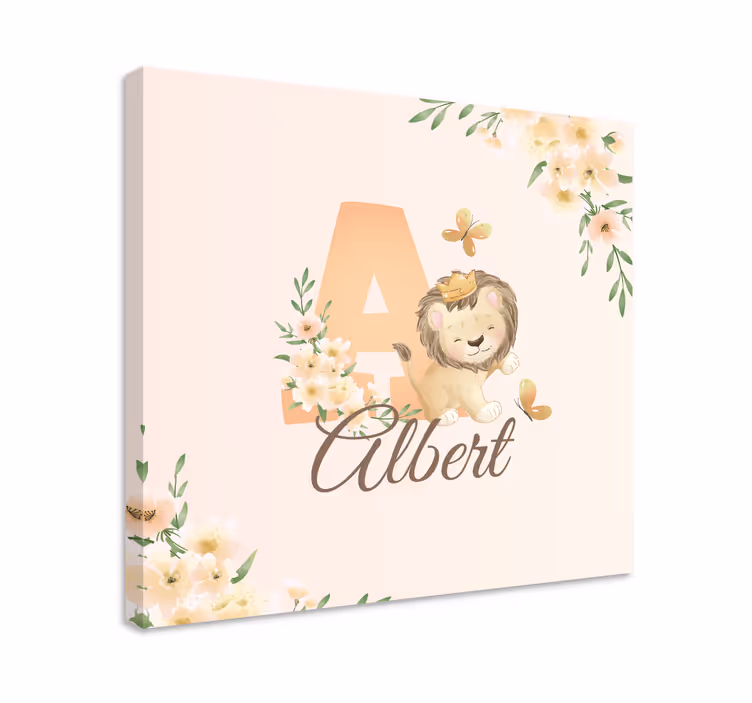 Dipinto 3d leone carino e fiori - TenStickers