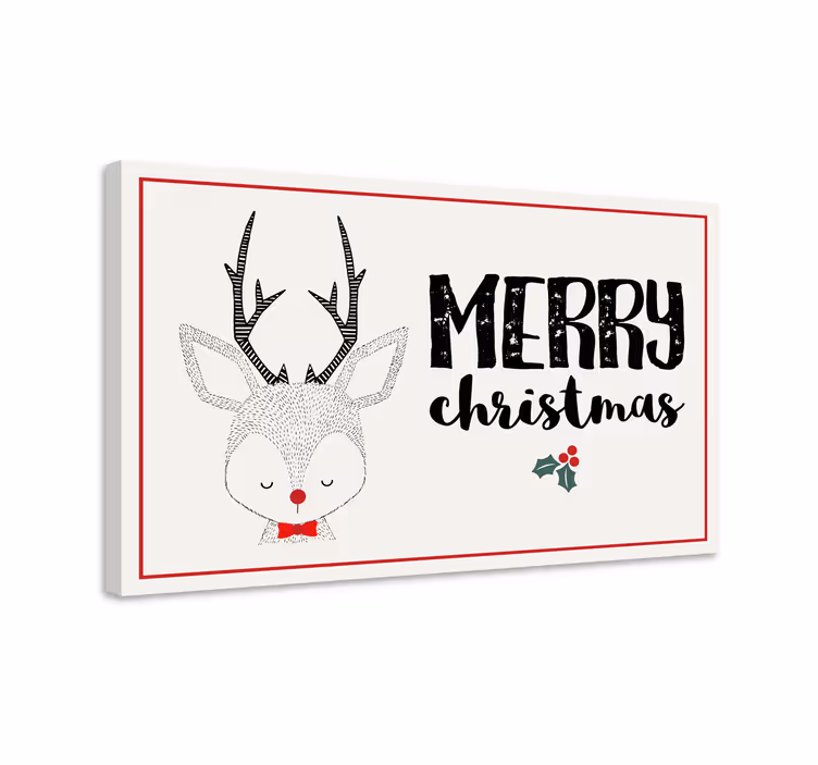 Dipinto cervo buon natale renna - TenStickers
