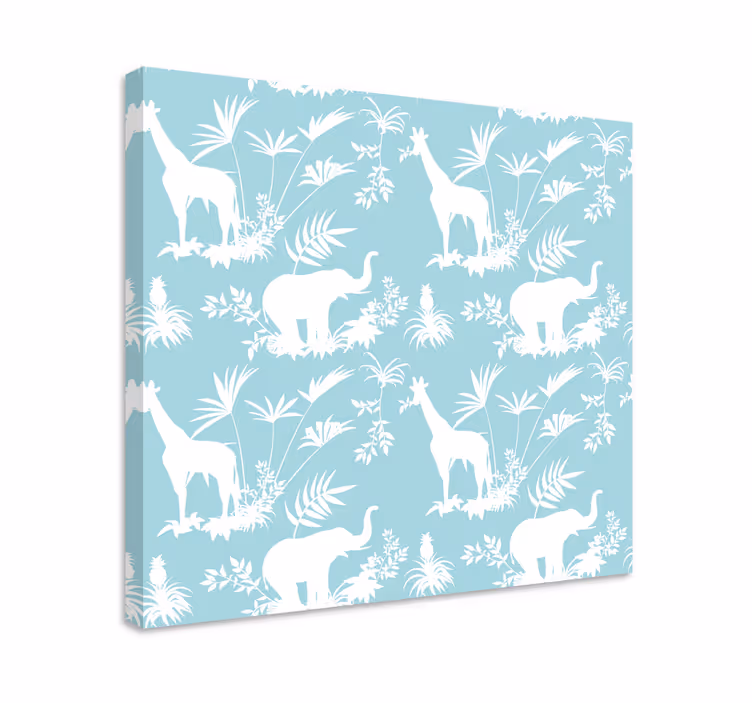 Dipinto con elefanti elefante e giraffa - TenStickers