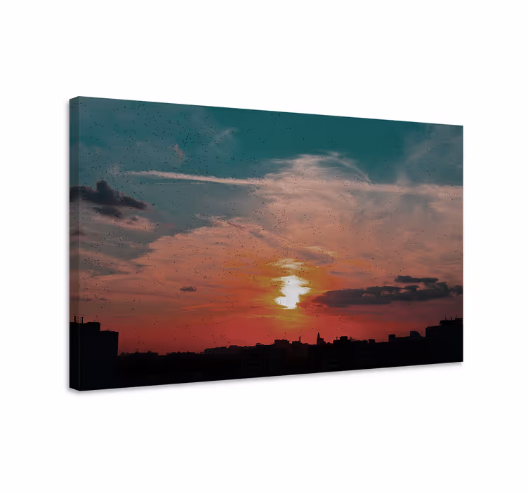 Dipinto di paesaggio skyline urbano al crepuscolo - TenStickers