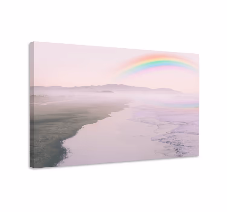 Dipinto di paesaggio arcobaleno costiero sereno - TenStickers