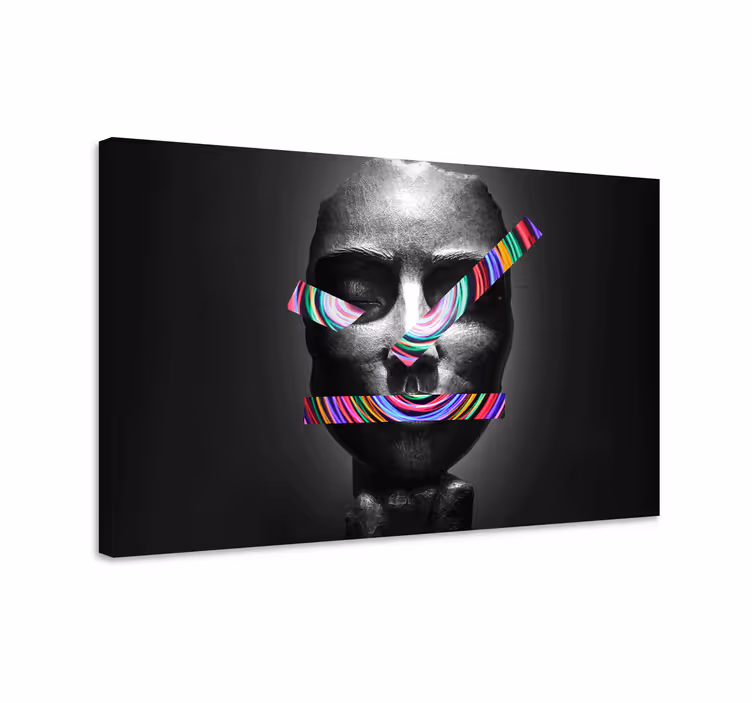 Arte dipinto scultura di volto astratto - TenStickers