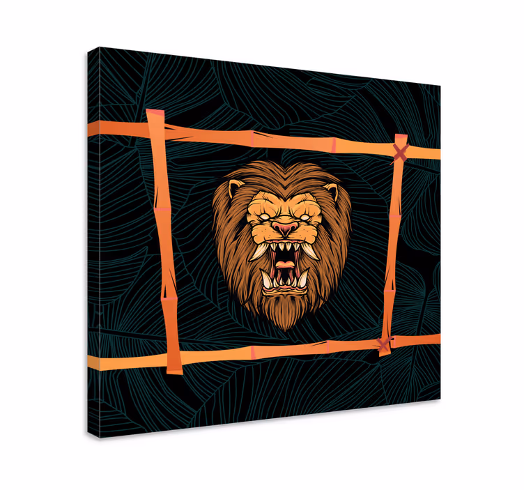 Cornice quadro con animali e insetti testa di leone maestosa - TenStickers