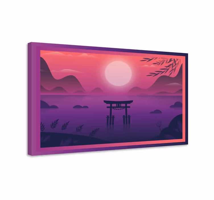 Quadri orientali cancello torii al tramonto - TenStickers