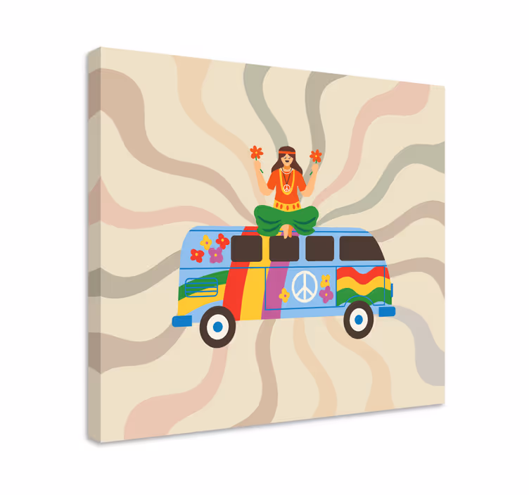 Dipinto di supereroi furgone flower power - TenStickers