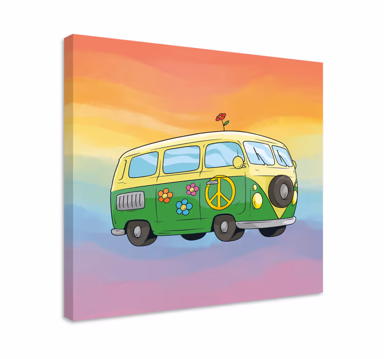 Dipinto vintage furgone della pace colorato - TenStickers