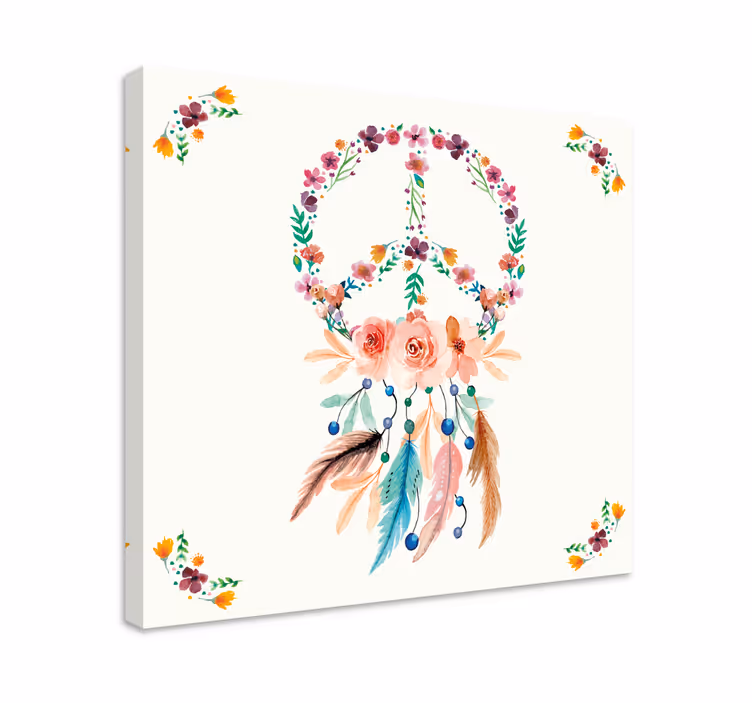 Dipinto con fiori e piante simbolo di pace floreale - TenStickers