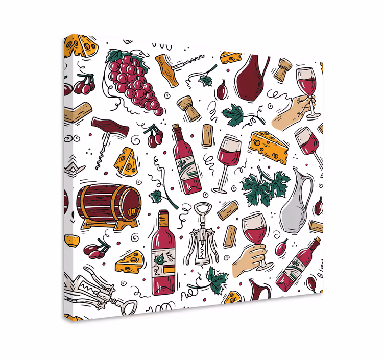 Quadri sportivi divertimento nella degustazione di vini - TenStickers