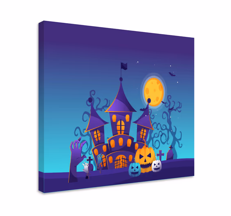 Dipinto con fiori e piante scena di casa infestata - TenStickers