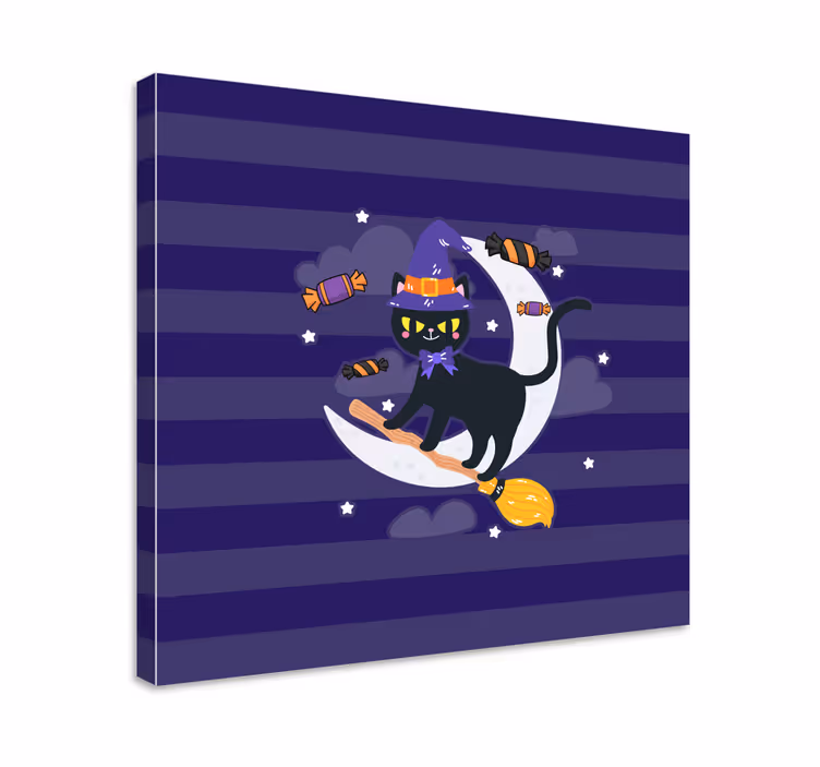 Dipinto gatto strega del gatto nero - TenStickers