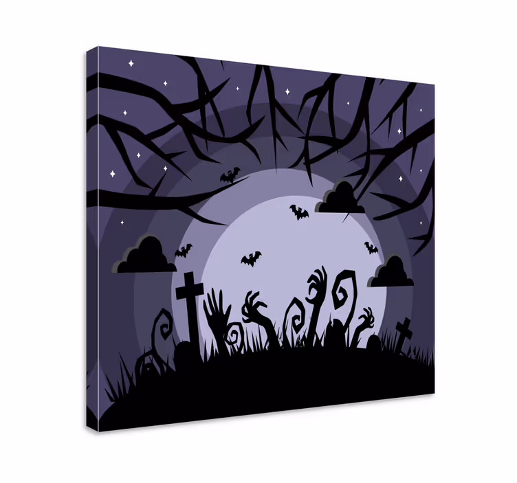 Dipinto con testo scena di cimitero inquietante - TenStickers