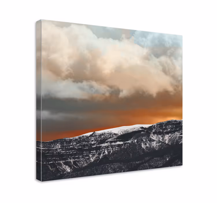 Dipinto di paesaggio vista del tramonto in montagna - TenStickers