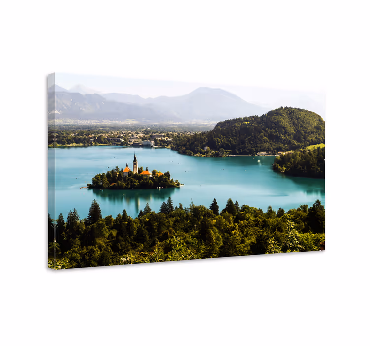 Dipinto di paesaggio isola tranquilla del lago - TenStickers