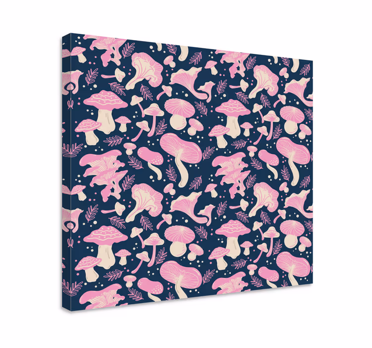 Dipinto con fiori e piante illustrazione fungo - TenStickers