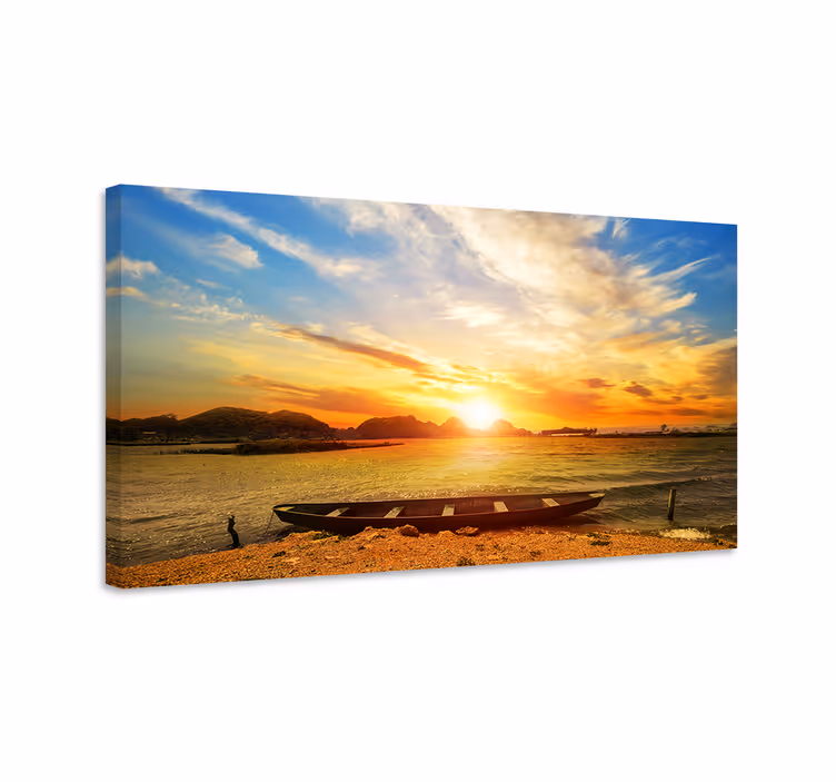 Dipinto di paesaggio tramonto sull'acqua - TenStickers